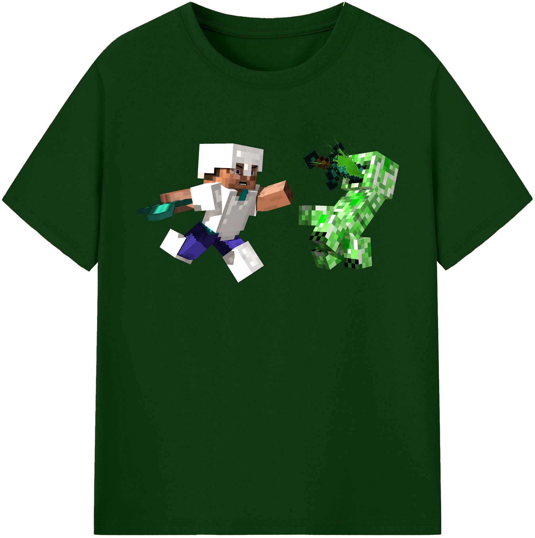 （画像用） マインクラフト ブロックの世界 Minecraft MC Block world 綿100％半袖Tシャツ（フロントプリント）